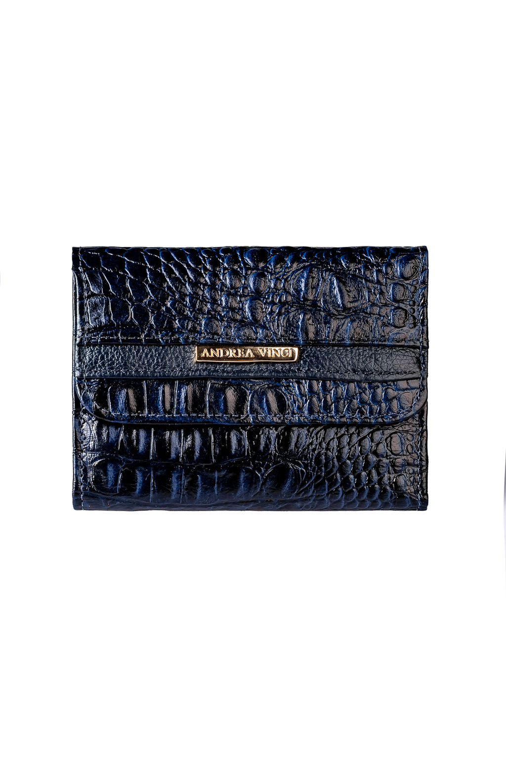 Carteira feminina de couro croco Jade 10,5x13cm