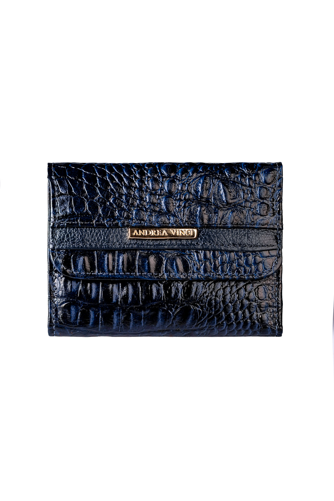 Carteira feminina de couro croco Jade 10,5x13cm
