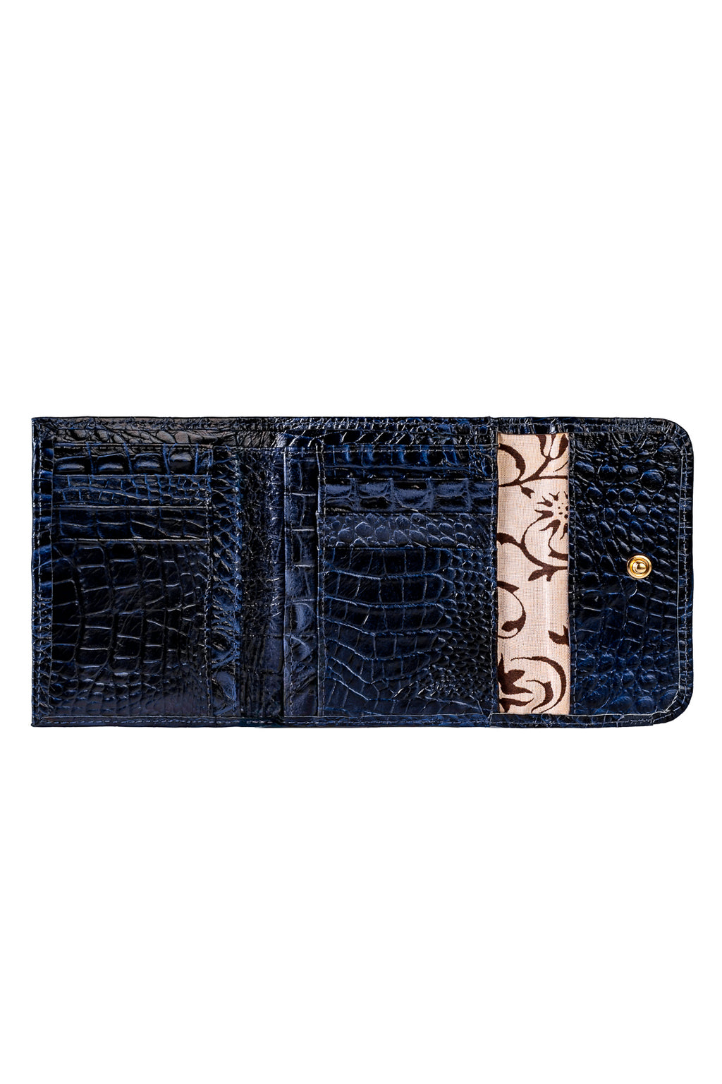 Carteira feminina de couro croco Jade 10,5x13cm