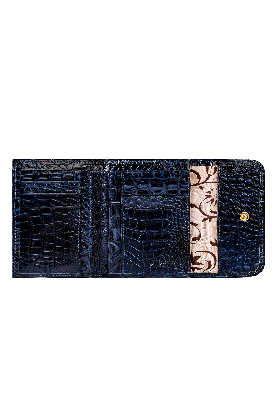 Carteira feminina de couro croco Jade 10,5x13cm
