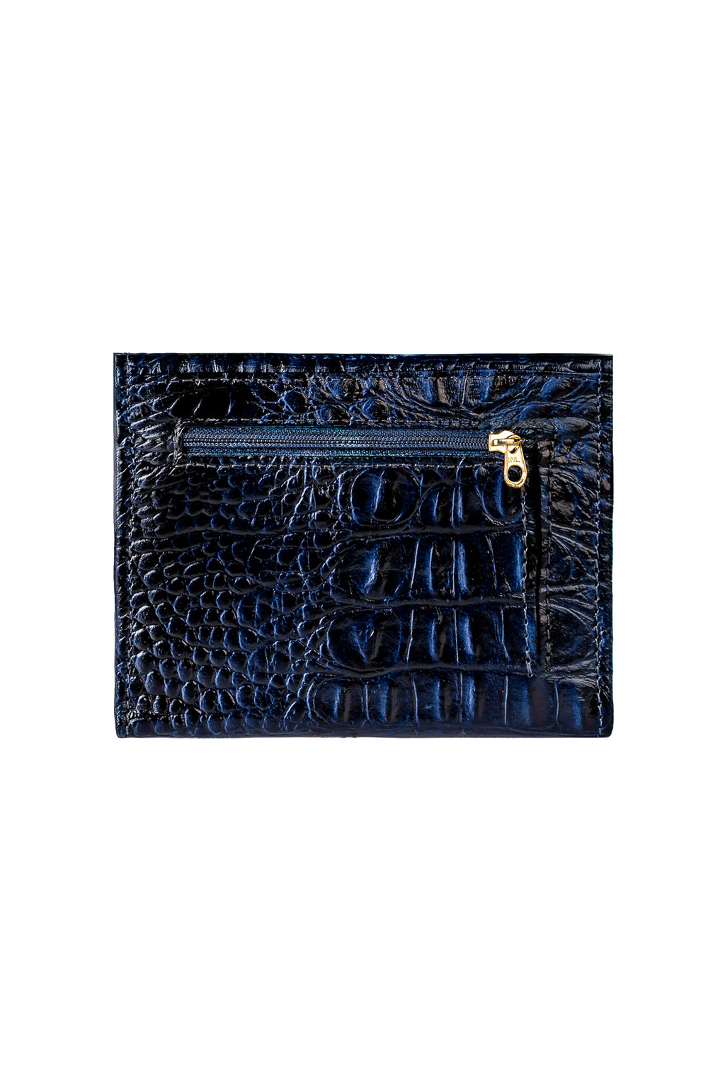 Carteira feminina de couro croco Jade 10,5x13cm