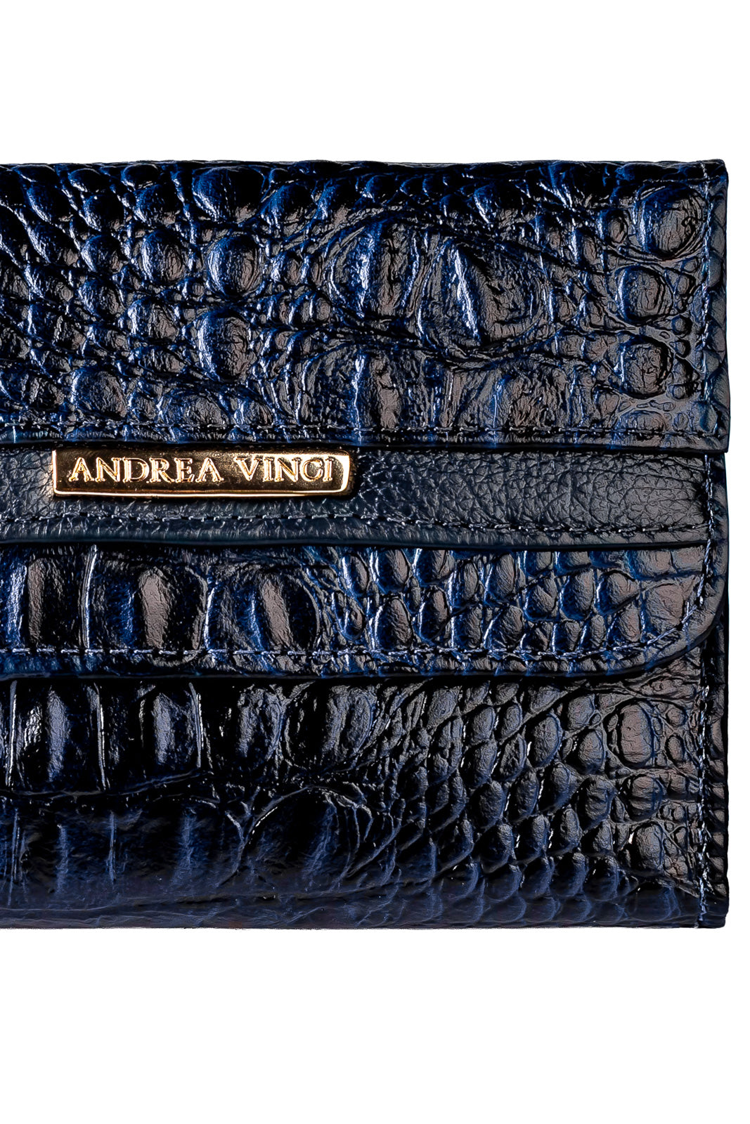 Carteira feminina de couro croco Jade 10,5x13cm