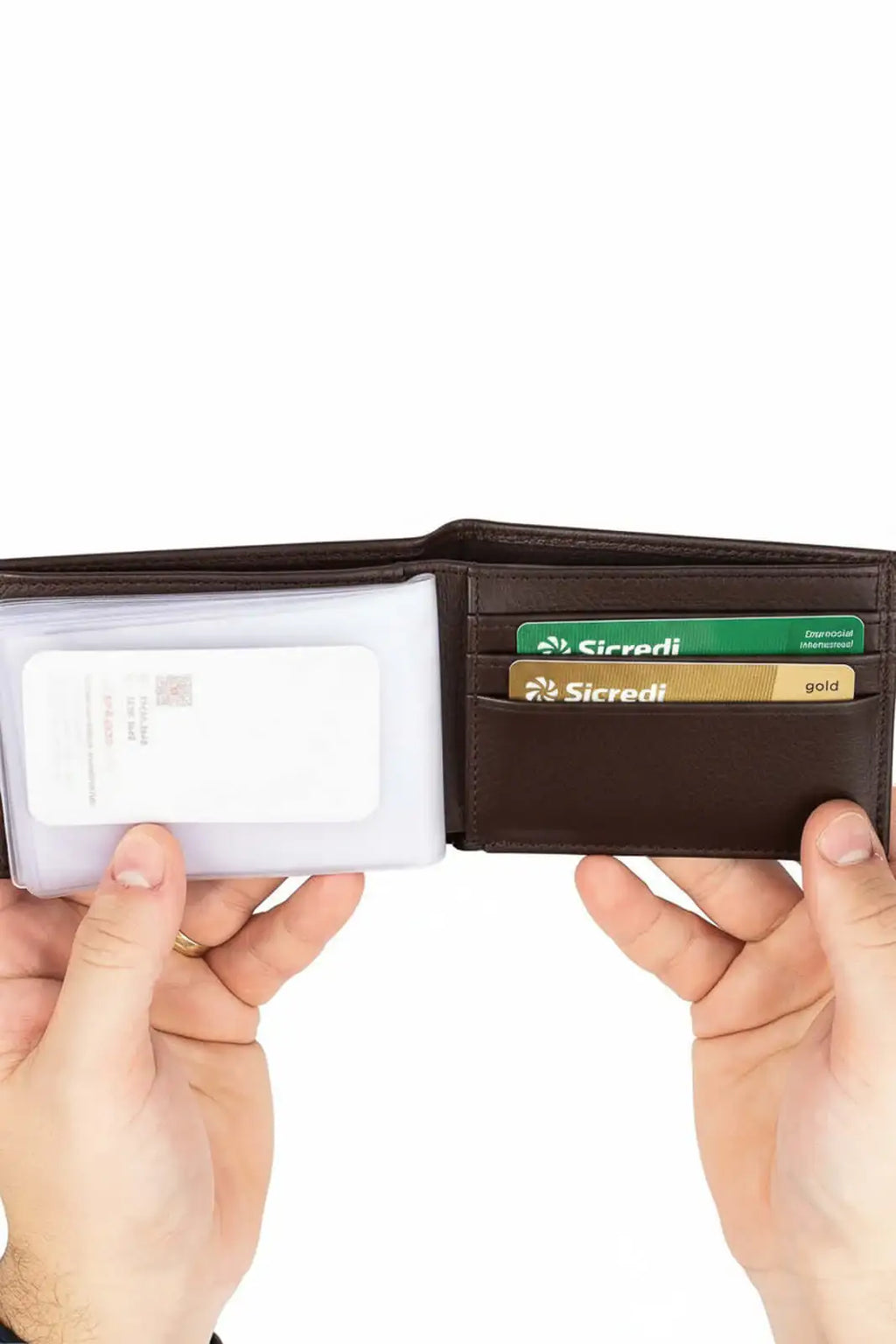 Carteira masculina de couro floater com botão Matt 8,5x11,5cm - Enluaze