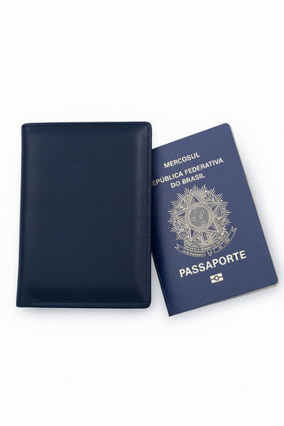 Porta passaporte de couro 14x10cm