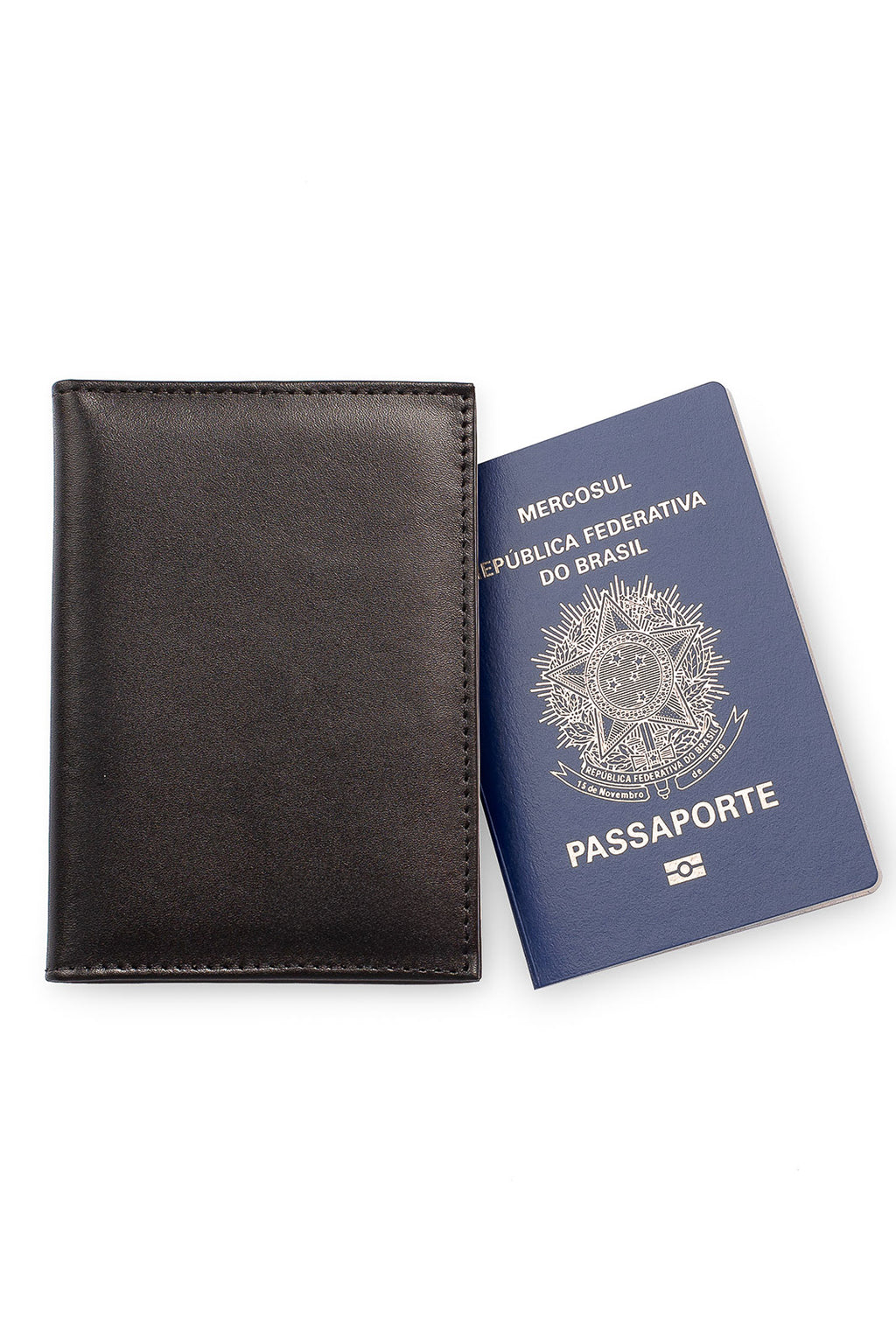 Porta passaporte de couro 14x10cm