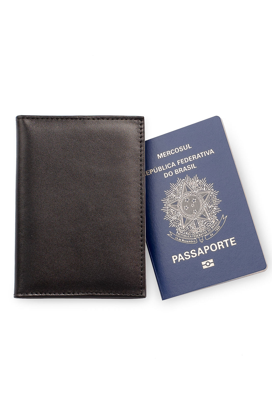 Porta passaporte de couro 14x10cm