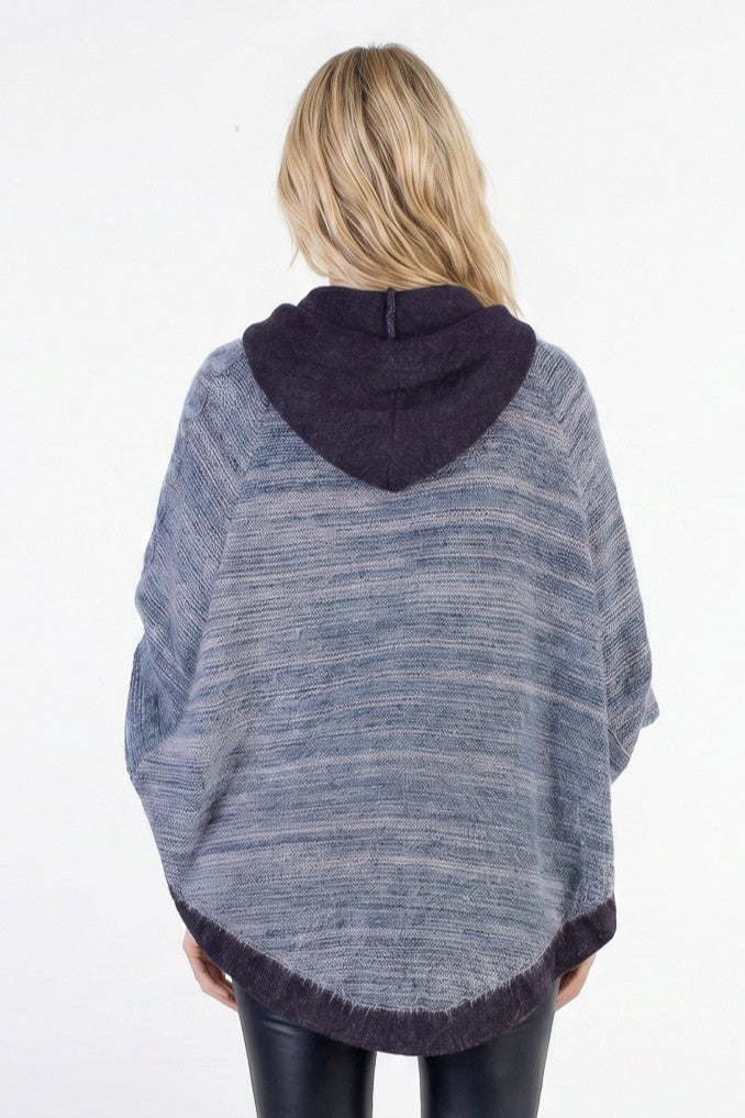 Poncho de tricô feminino mesclado 60003