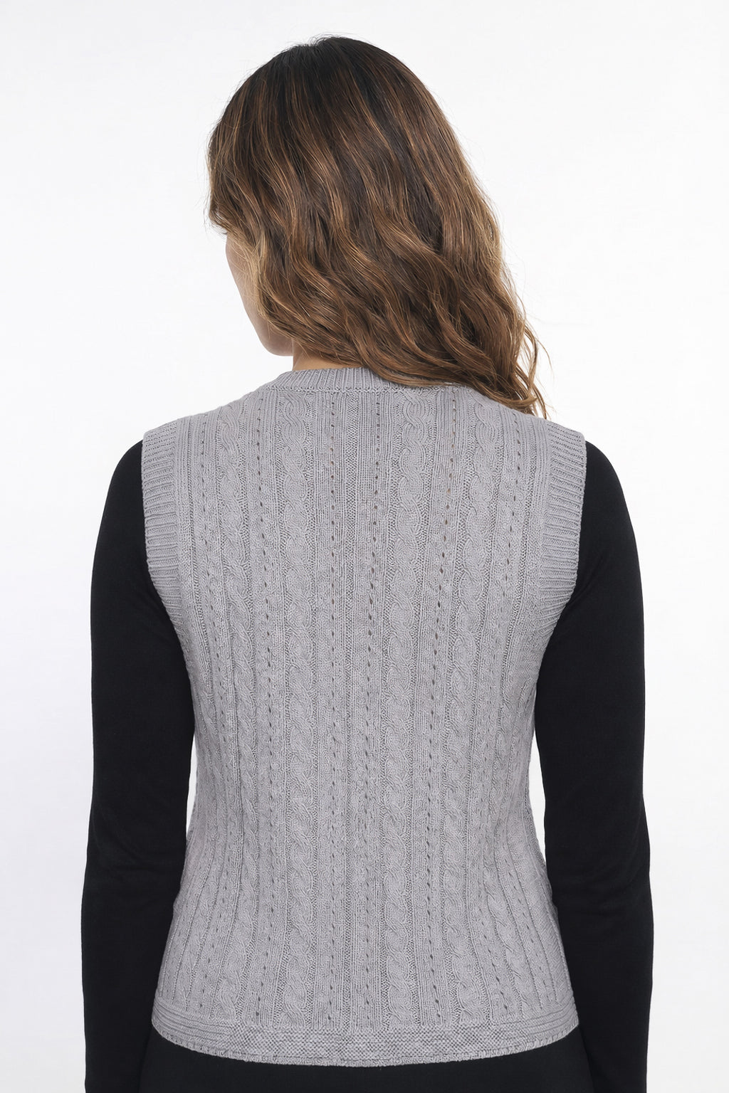 Colete de malha feminino com tranças 60006