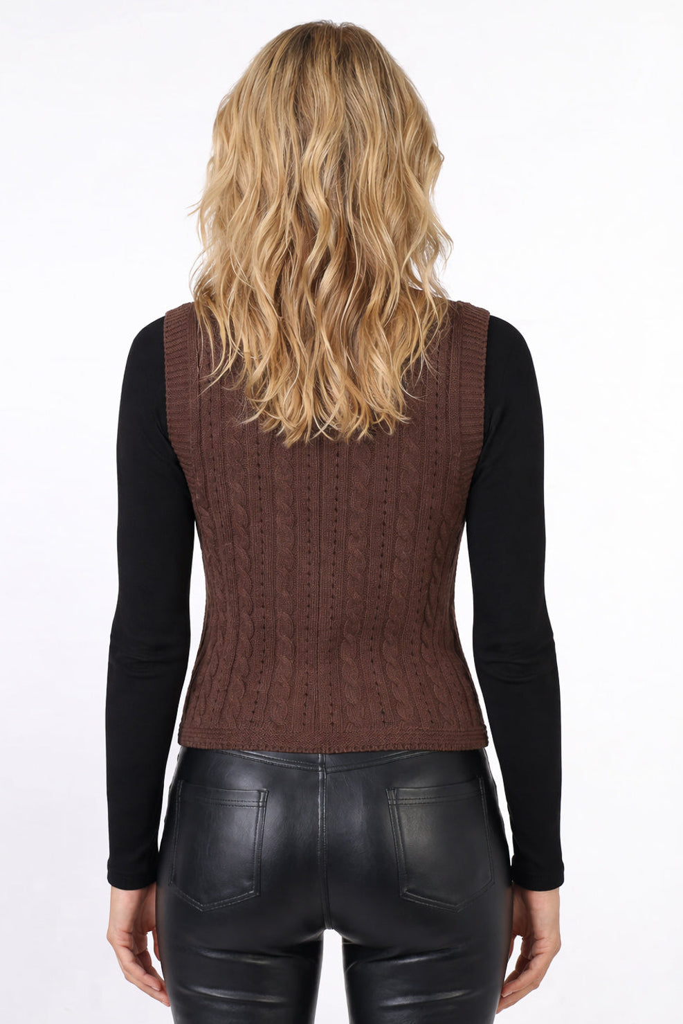 Colete de malha feminino com tranças 60006