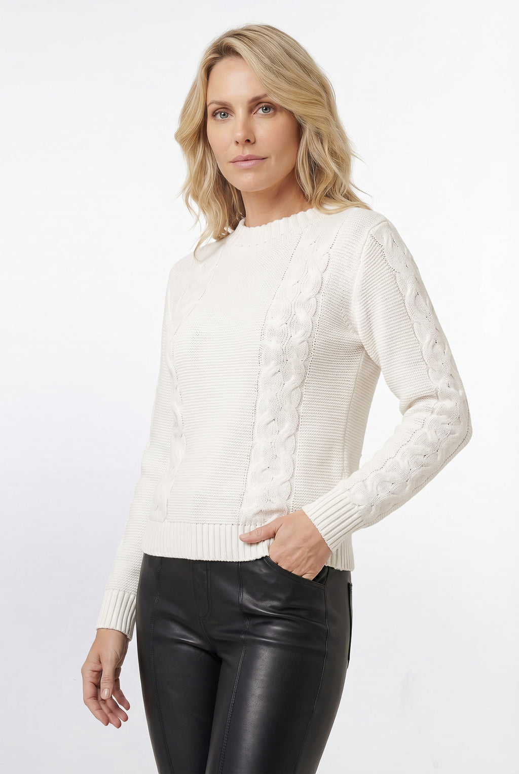 Blusão de tricô feminino com tranças 60008