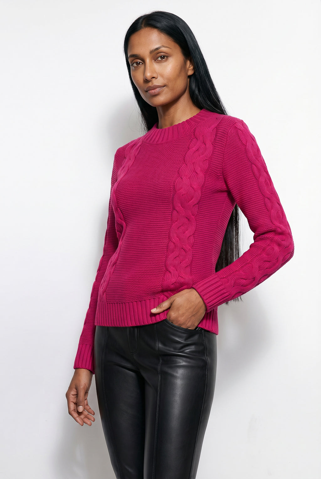 Blusão de tricô feminino com tranças 60008