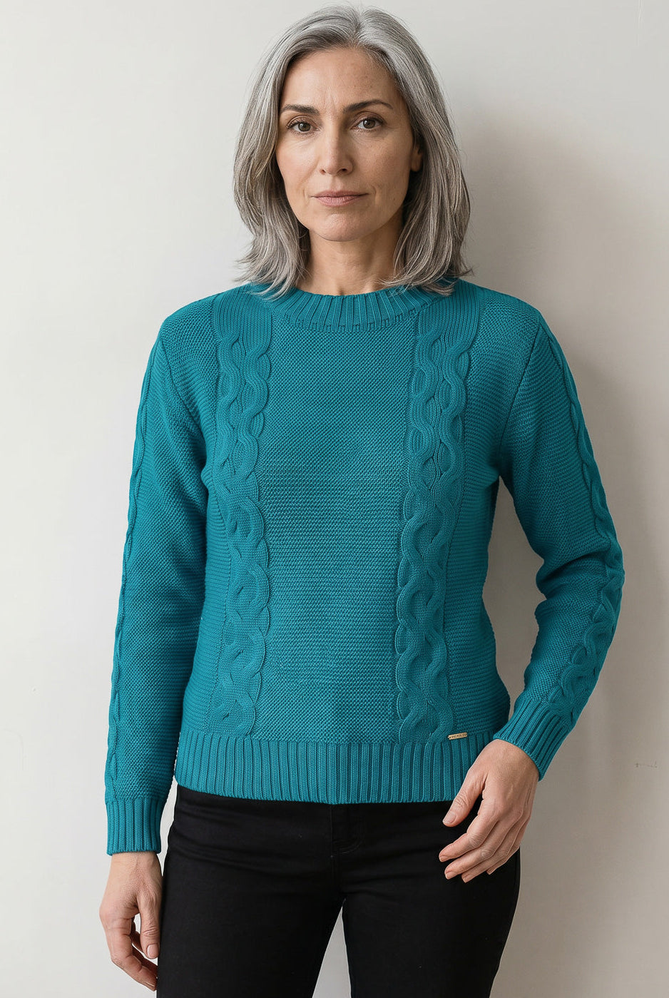 Blusão de tricô feminino com tranças 60008