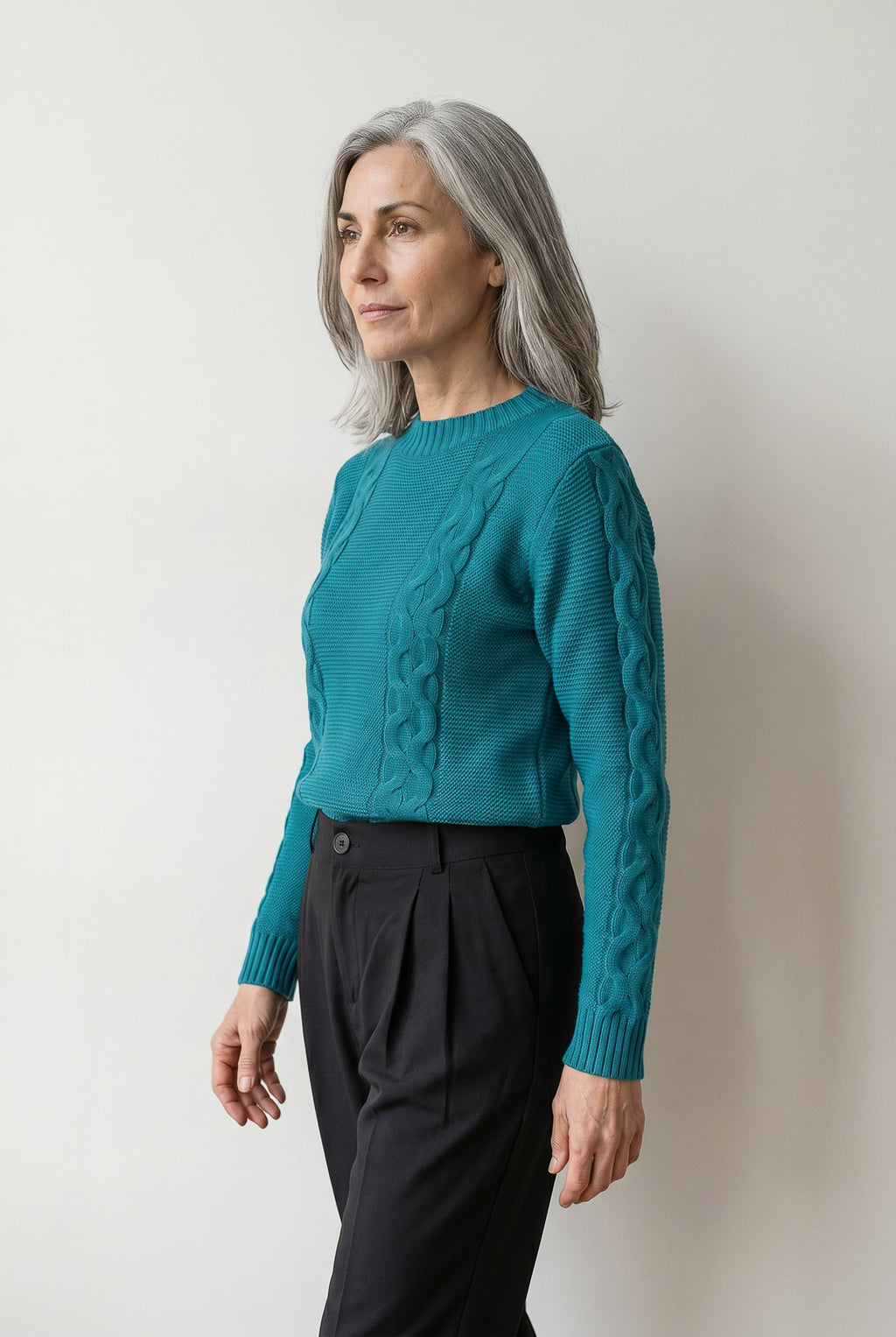 Blusão de tricô feminino com tranças 60008