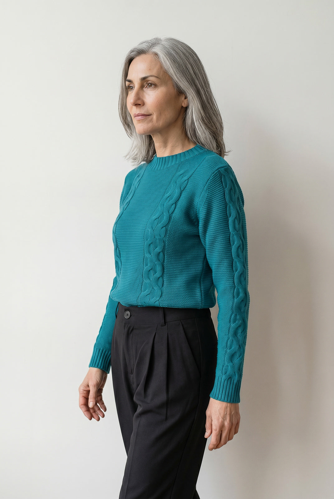 Blusão de tricô feminino com tranças 60008