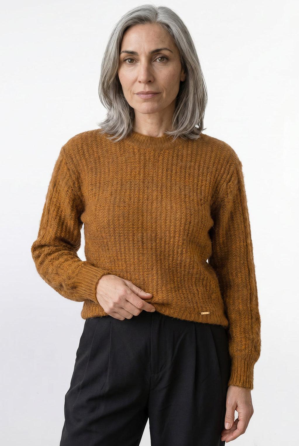 Blusão de tricô feminino gola redonda 60010
