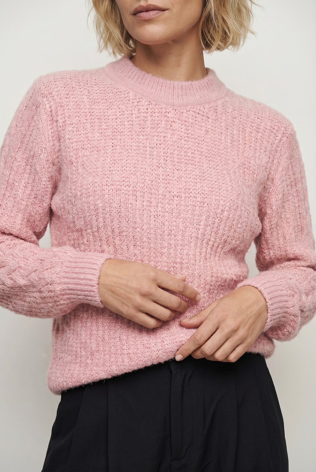 Blusão de tricô feminino gola redonda 60010