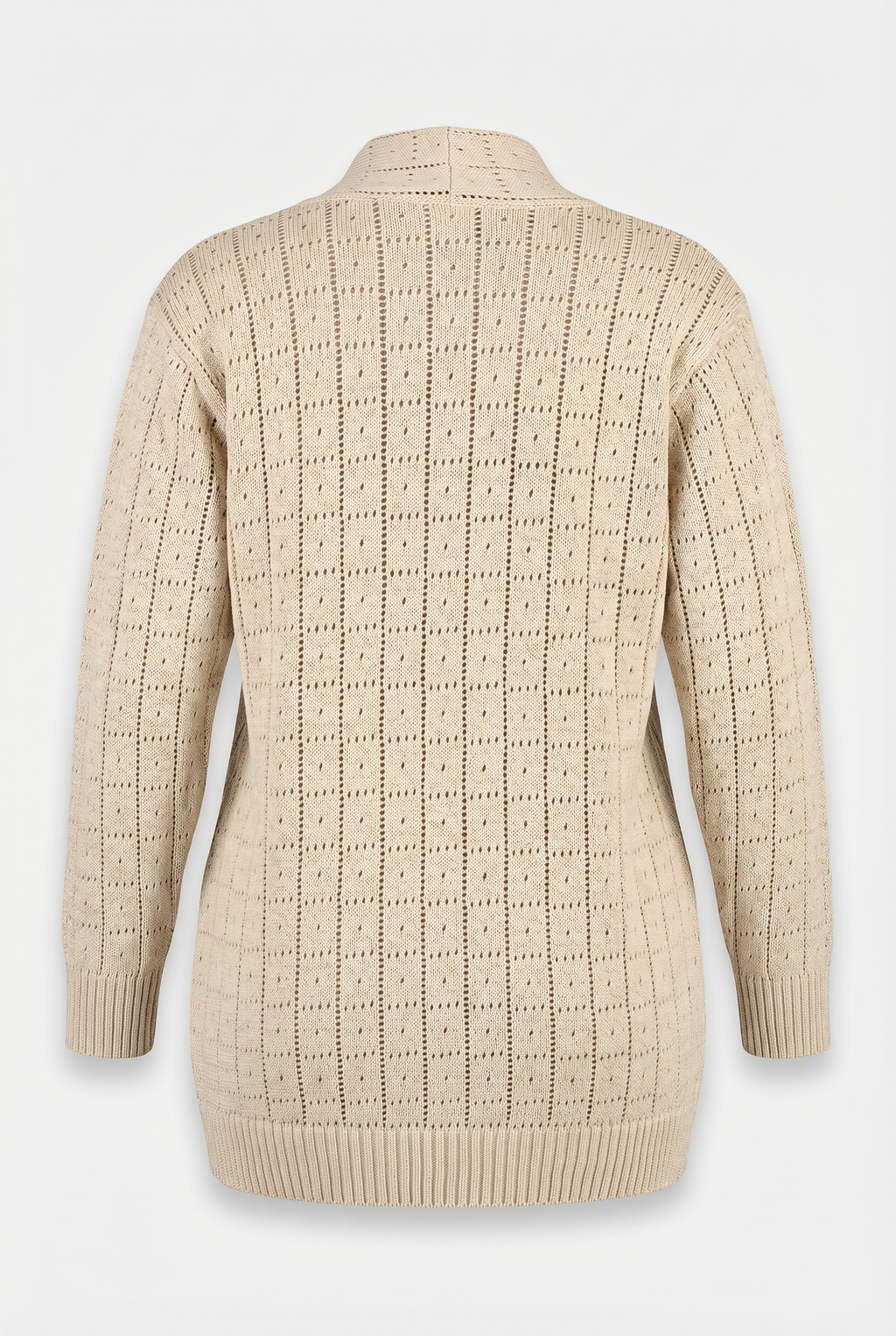 Cardigan alongado de tricô vazado 60011