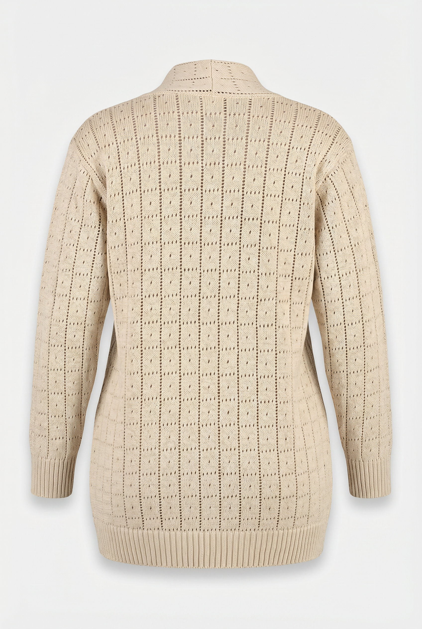 Cardigan alongado de tricô vazado 60011
