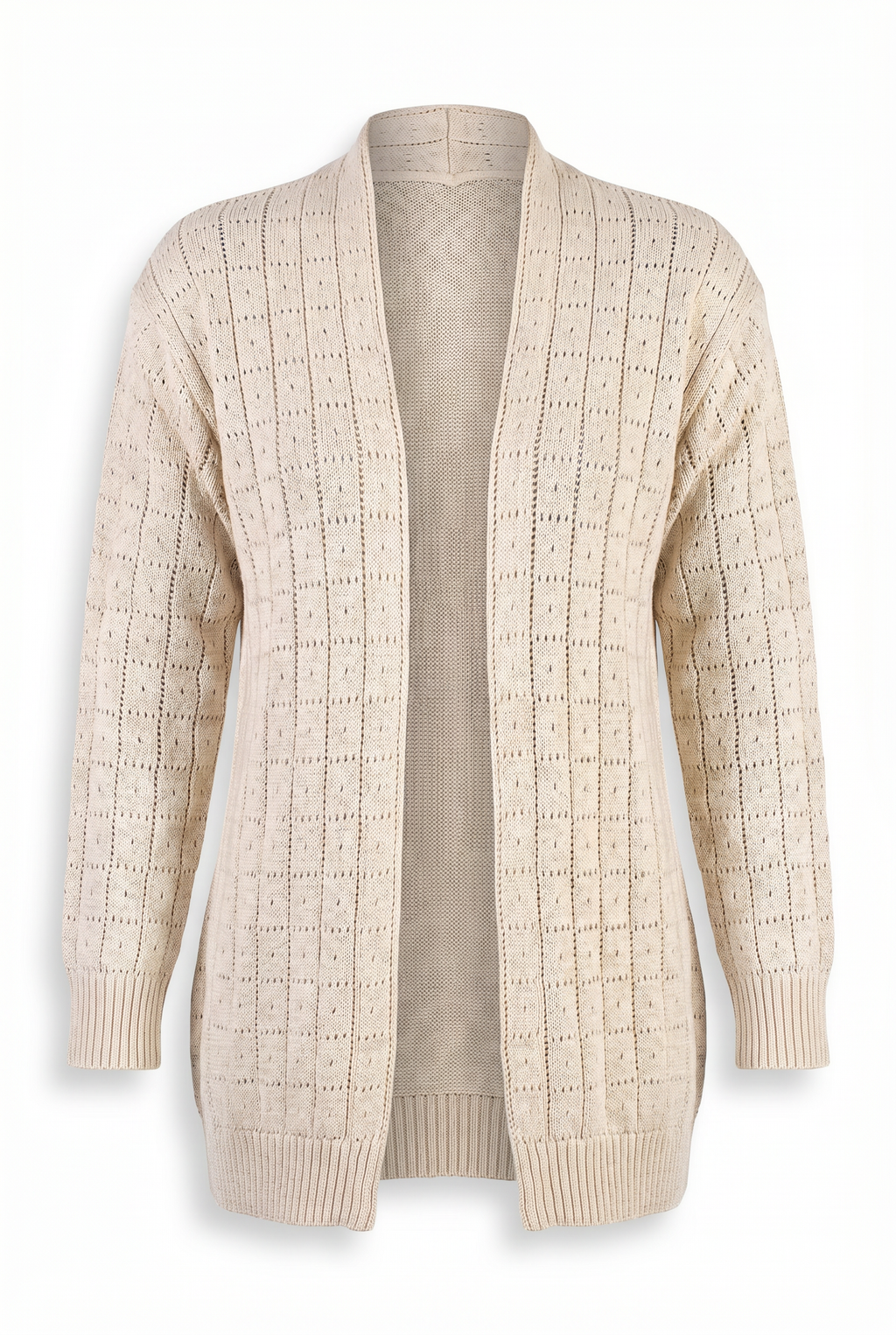 Cardigan alongado de tricô vazado 60011