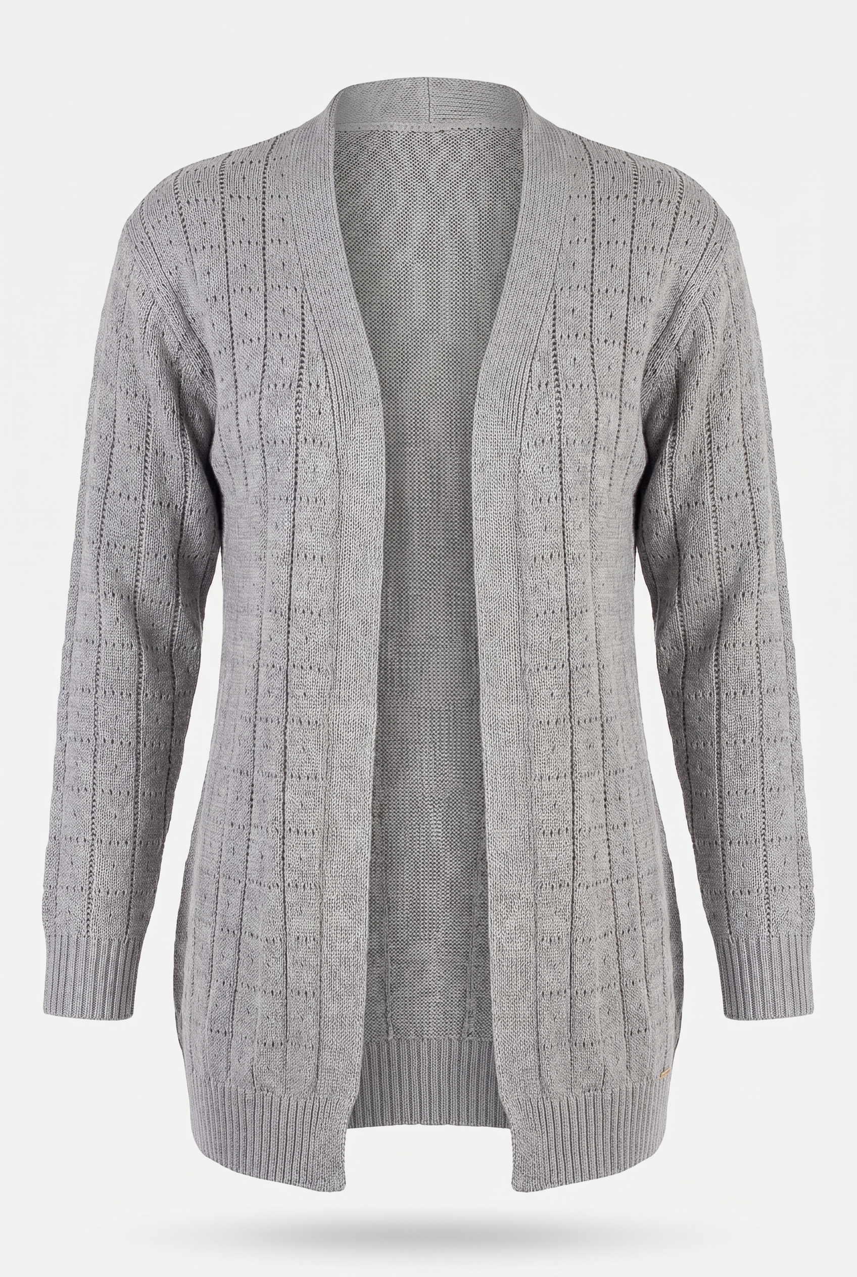 Cardigan alongado de tricô vazado 60011