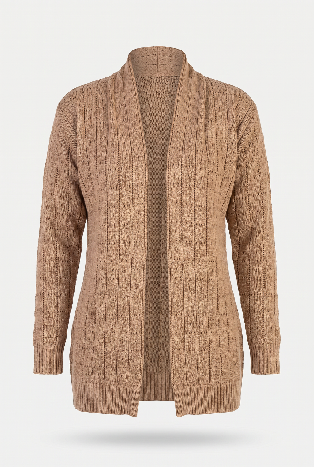 Cardigan alongado de tricô vazado 60011