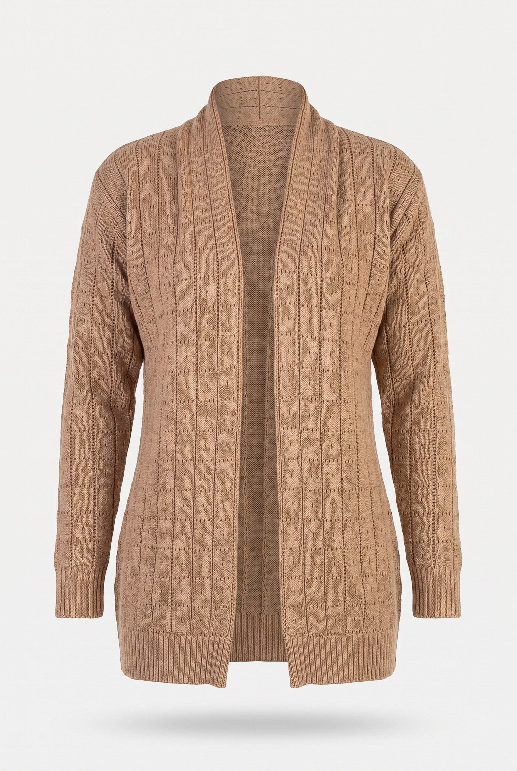 Cardigan alongado de tricô vazado 60011
