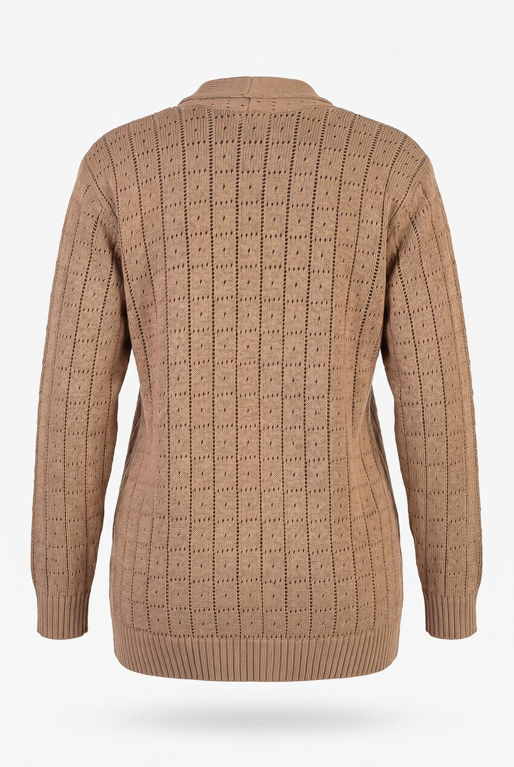 Cardigan alongado de tricô vazado 60011