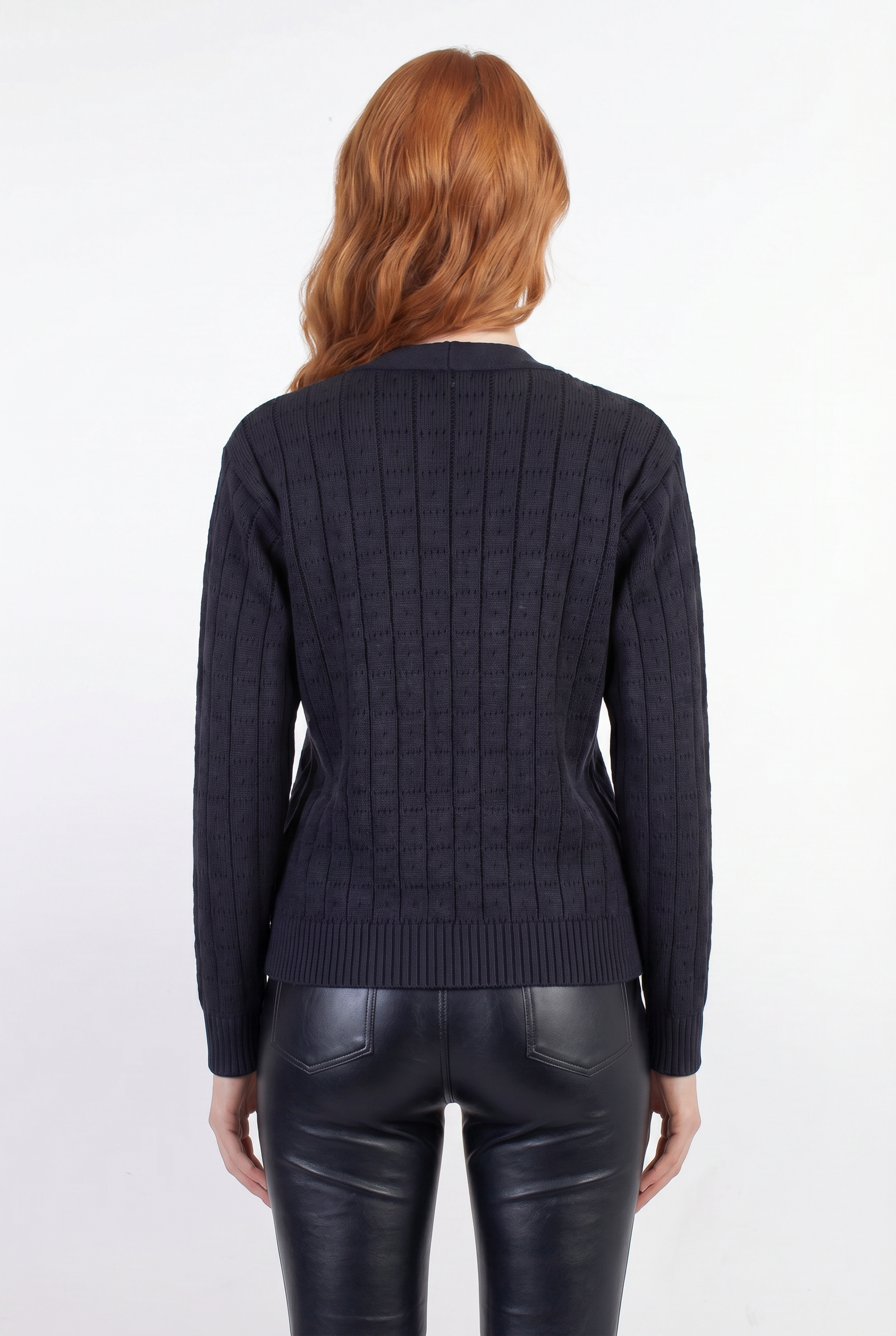 Cardigan alongado de tricô vazado 60011
