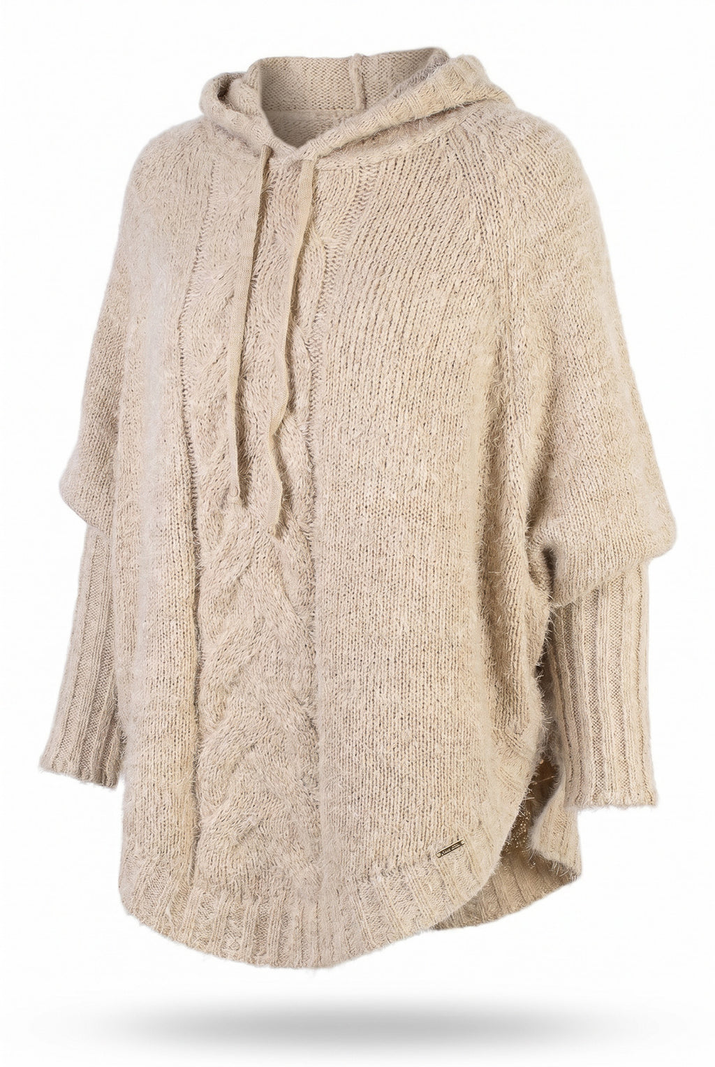 Poncho de tricô com capuz 60012