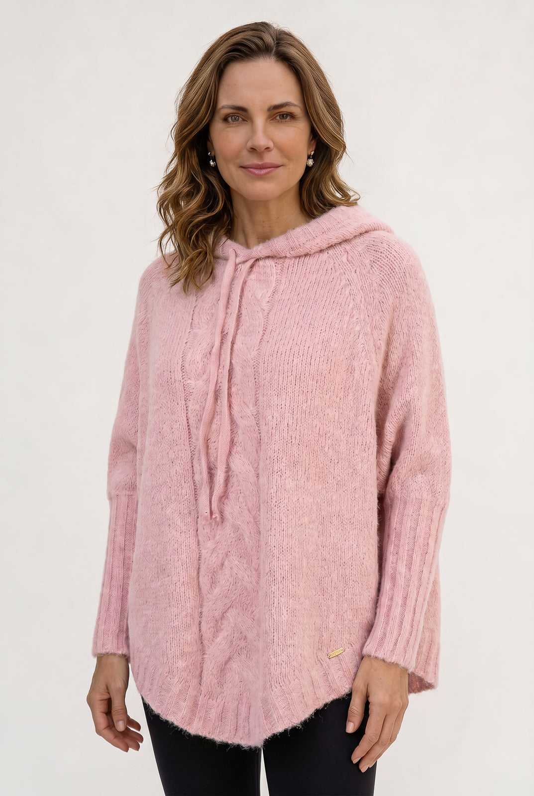 Poncho de tricô com capuz 60012