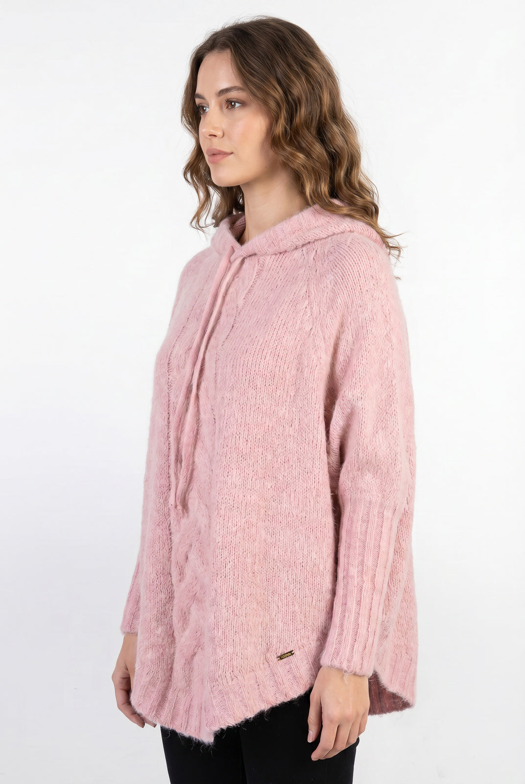 Poncho de tricô com capuz 60012