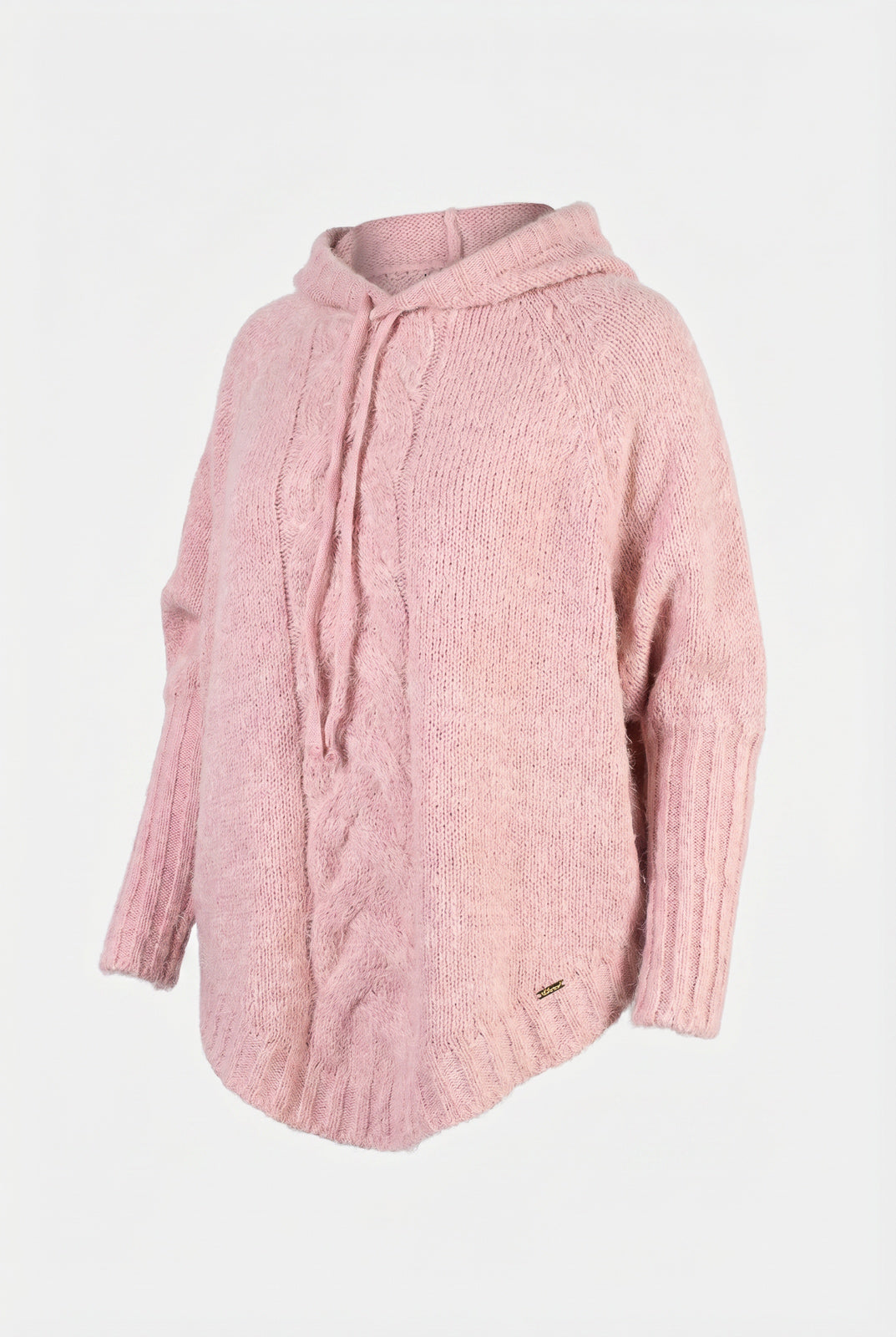 Poncho de tricô com capuz 60012
