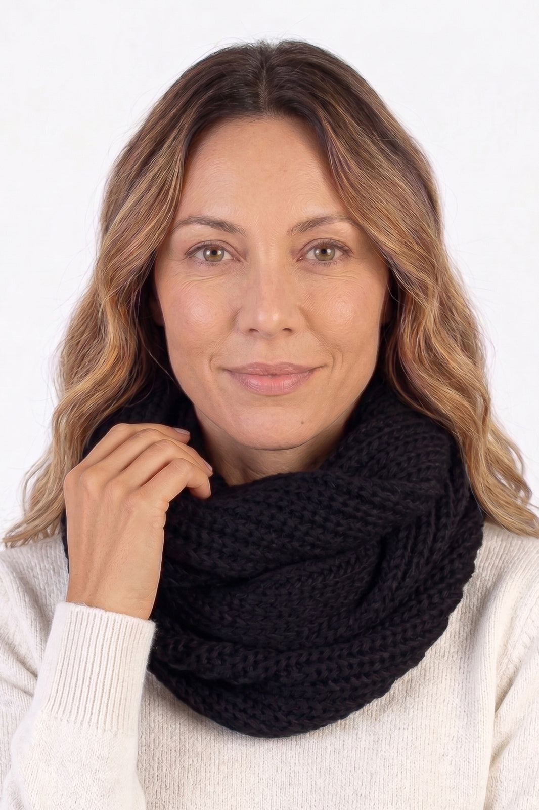 Gola cachecol fechado infinito feminino de tricô 60017