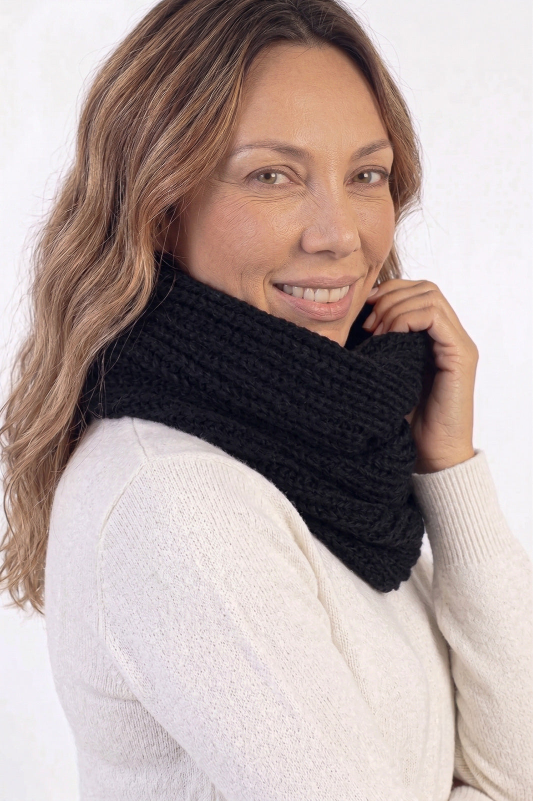 Gola cachecol fechado infinito feminino de tricô 60017