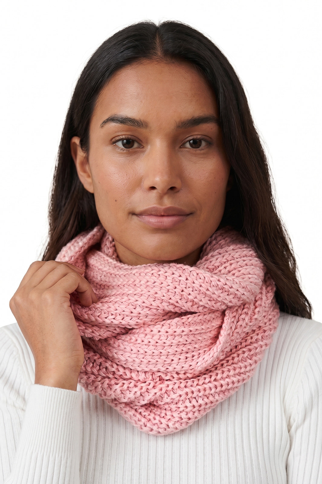 Gola cachecol fechado infinito feminino de tricô 60017