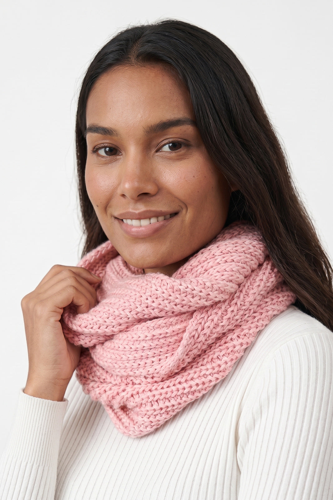 Gola cachecol fechado infinito feminino de tricô 60017