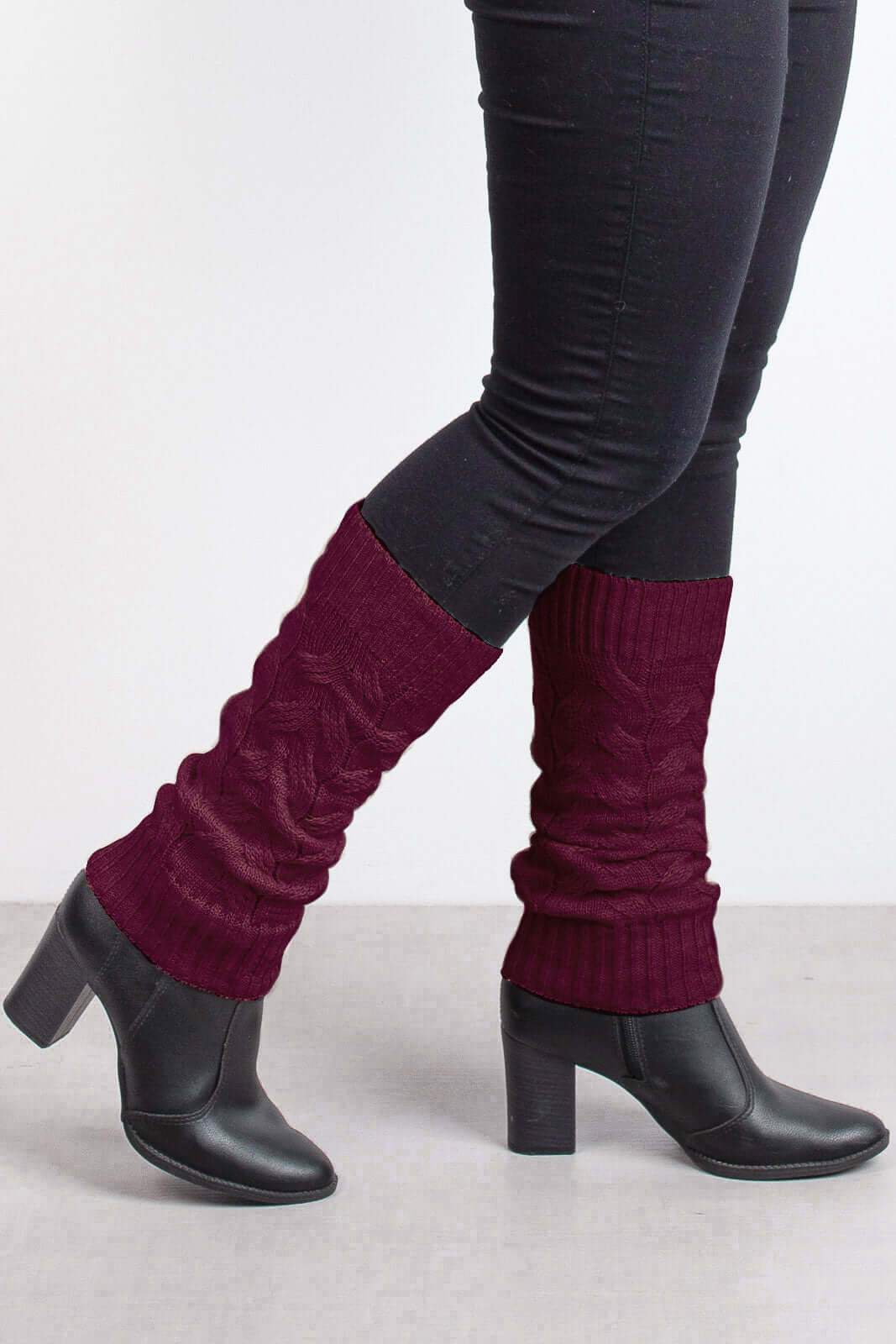 Polaina feminina de malha tricô para inverno - Enluaze