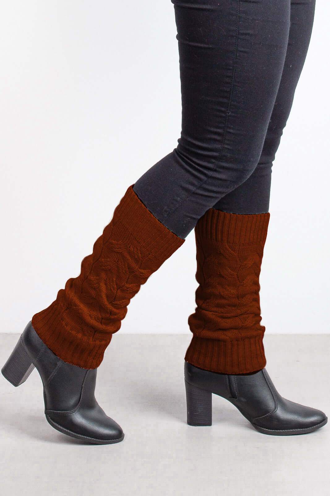 Polaina feminina de malha tricô para inverno - Enluaze