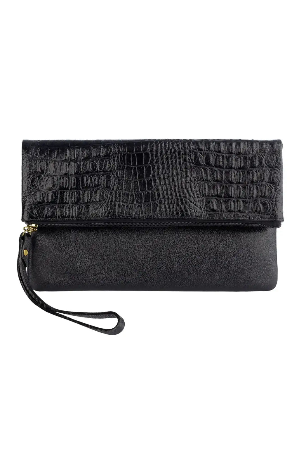 Clutch de couro croco Nikki - Enluaze