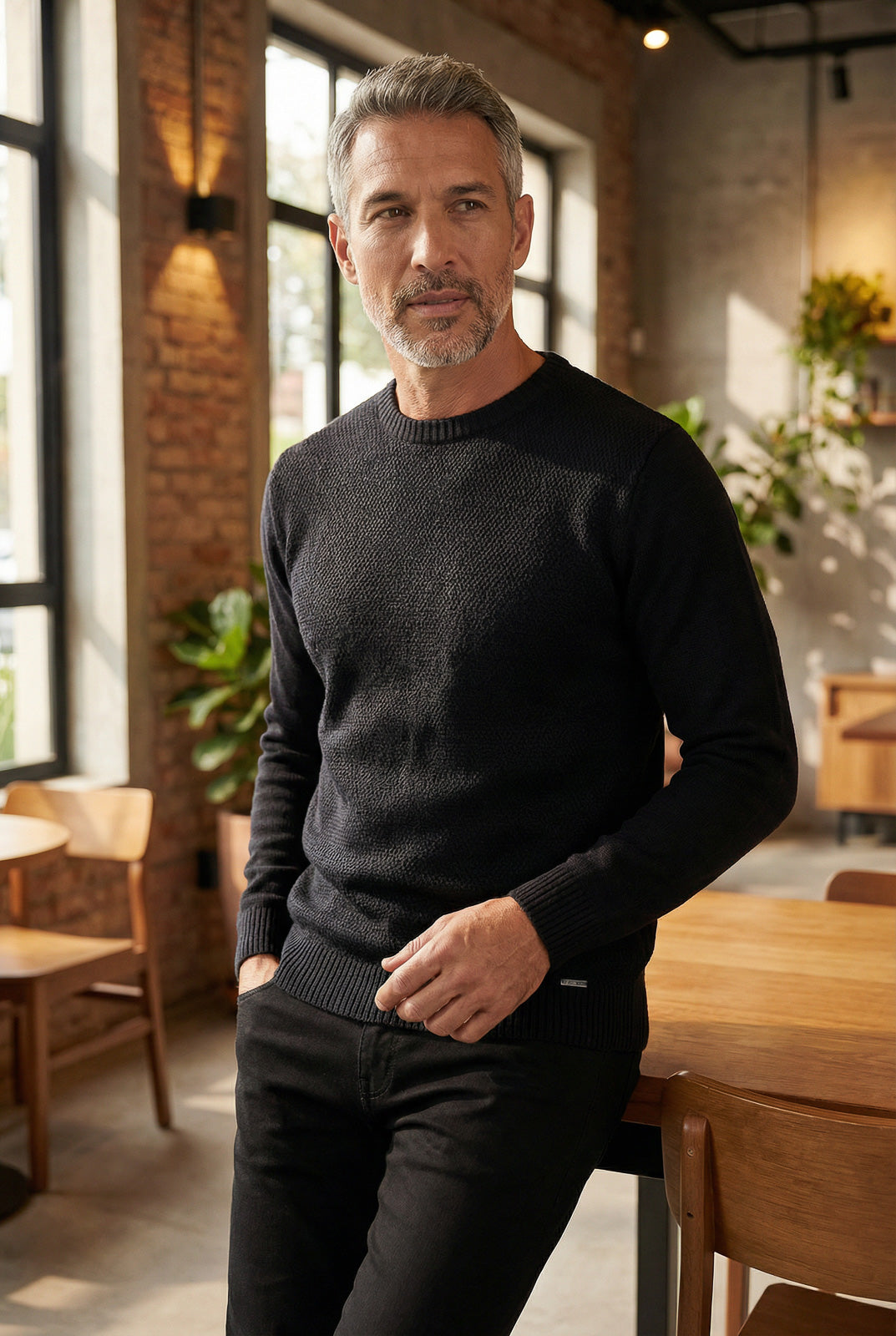 Blusão masculino de malha gola redonda 50003