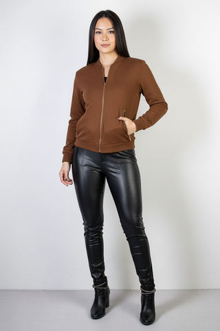 Jaqueta feminina suede forrada com bolsos 70414