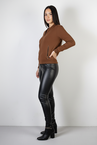 Jaqueta feminina suede forrada com bolsos 70414