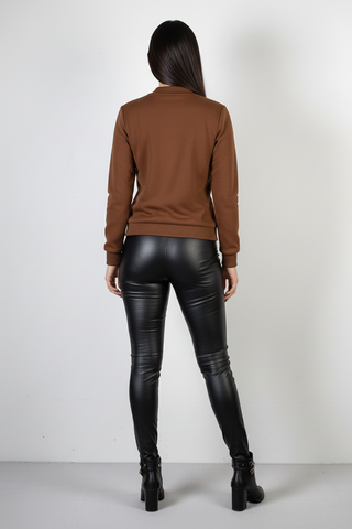 Jaqueta feminina suede forrada com bolsos 70414