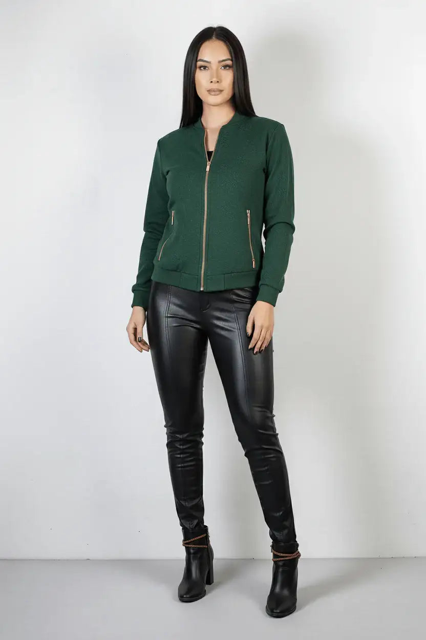 Jaqueta feminina suede forrada com bolsos 70414 - Enluaze