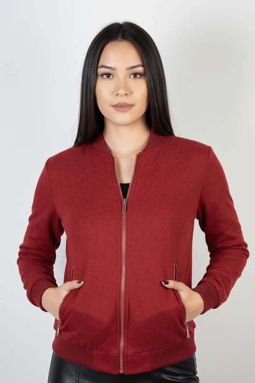 Jaqueta feminina suede forrada com bolsos 70414 - Enluaze