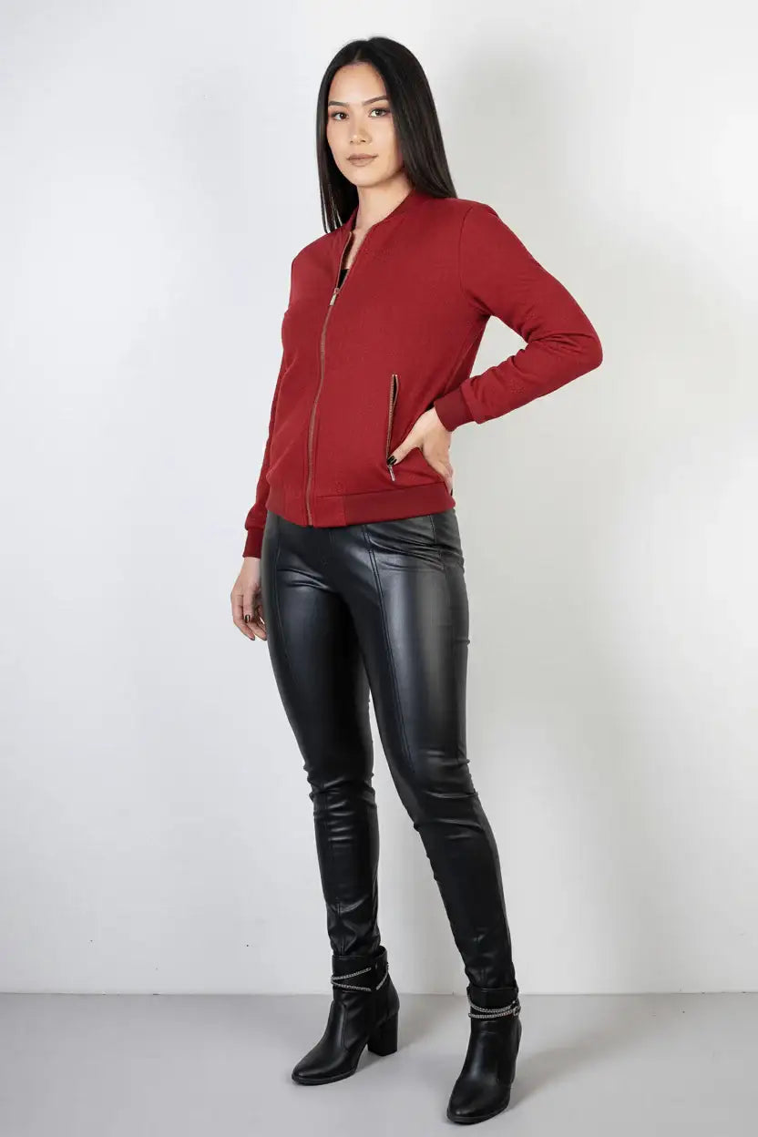 Jaqueta feminina suede forrada com bolsos 70414 - Enluaze