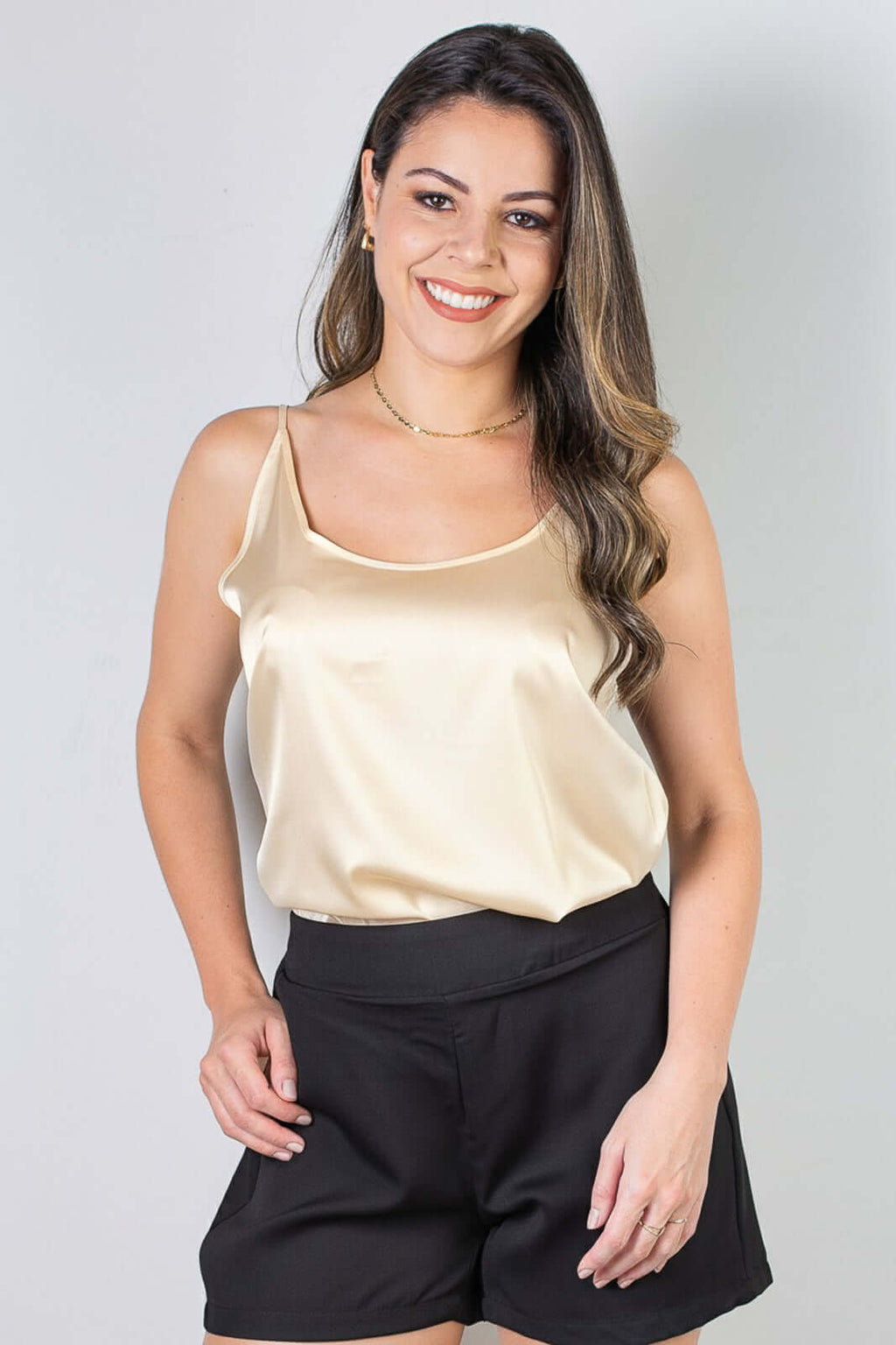 Blusa feminina de alcinha cetim 71103 - Enluaze
