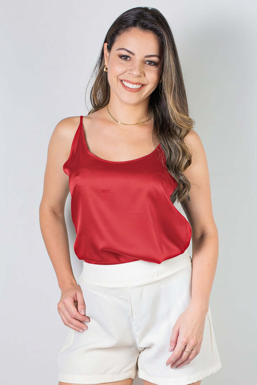 Blusa feminina de alcinha cetim 71103 - Enluaze