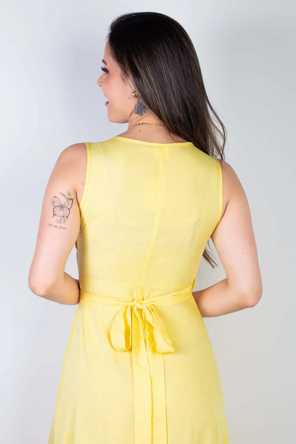 Vestido longo de viscose slub transpassado 71116 - Enluaze