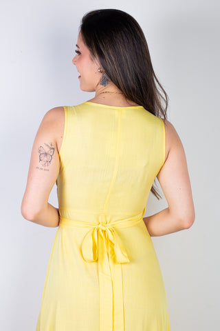 Vestido longo de viscose slub transpassado 71116